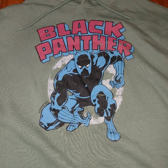 Old Navy Marvel Black Panther Men's Sz Medium Hoodie Green Graphic Pullover - Picture 3 of 5